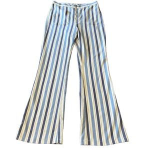 Urban Outfitters UO Blue Striped Wide Leg Flare Hippie Festival Pants - 4